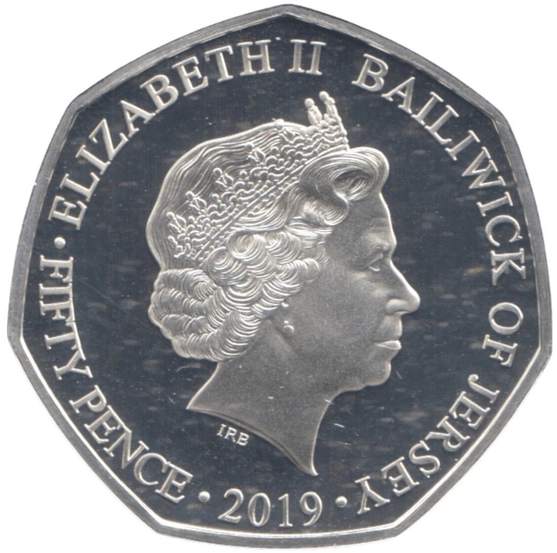Jersey 50 Pence - Elizabeth II 50th Anniversary of the 50 pence coin; silver proof obverse