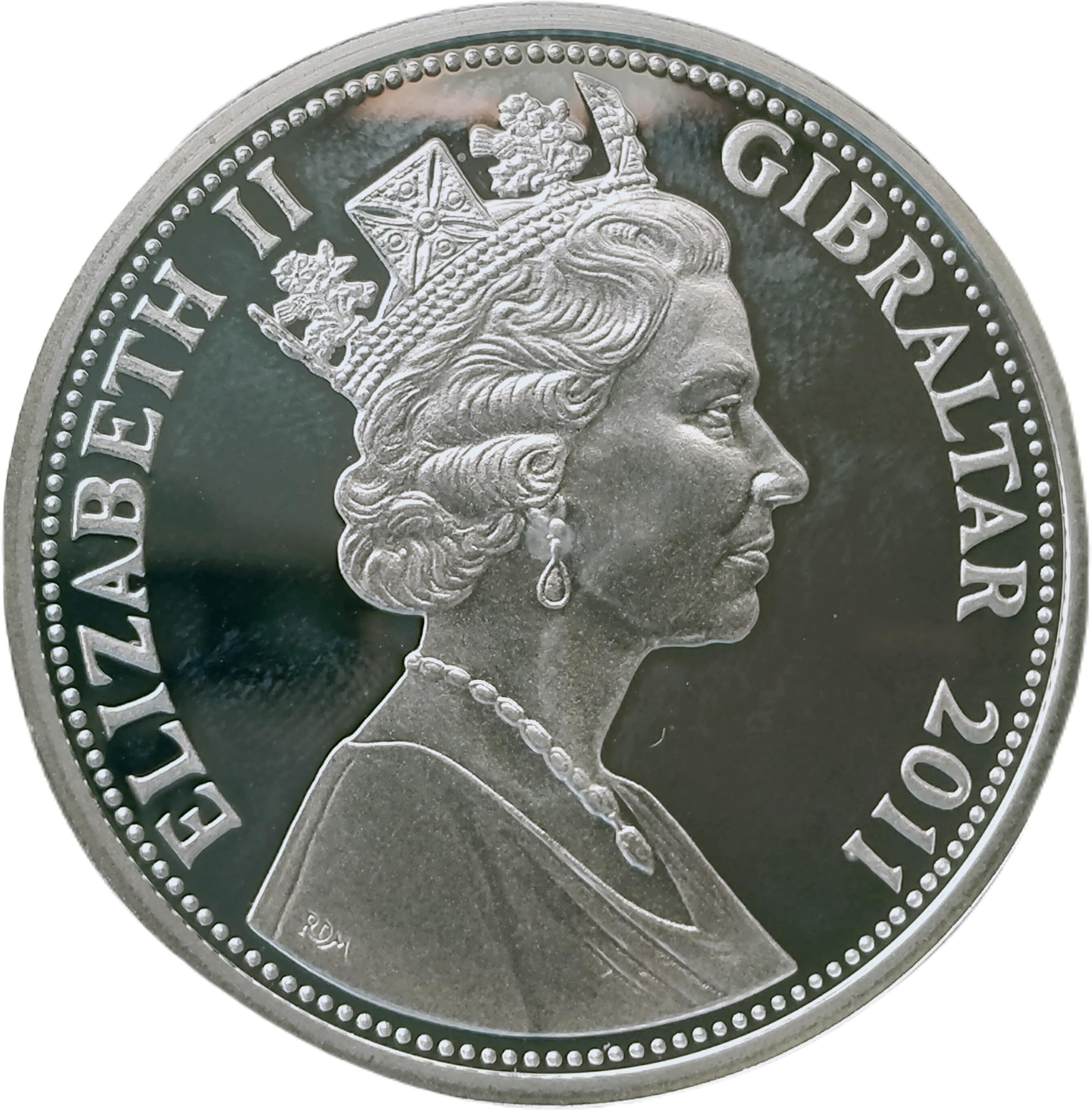 Gibraltar 5 Pounds - Elizabeth II Royal Wedding - William and Kate obverse