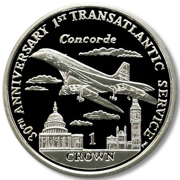 Isle of Man 1 Crown - Elizabeth II Concorde; Silver Proof reverse