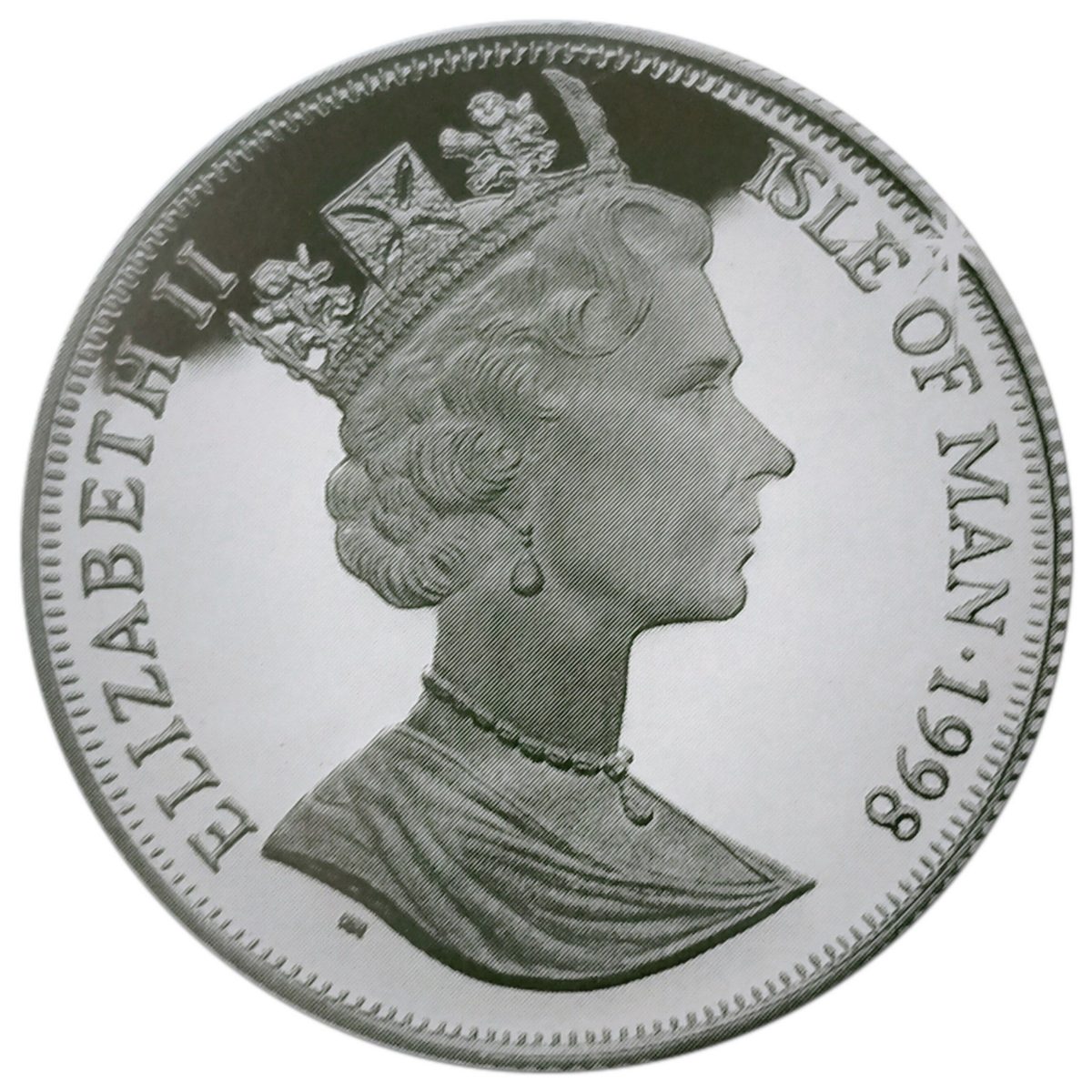 Isle of Man 1 Crown - Elizabeth II Year of the Ocean - Penguins and Seals; Silver Proof obverse