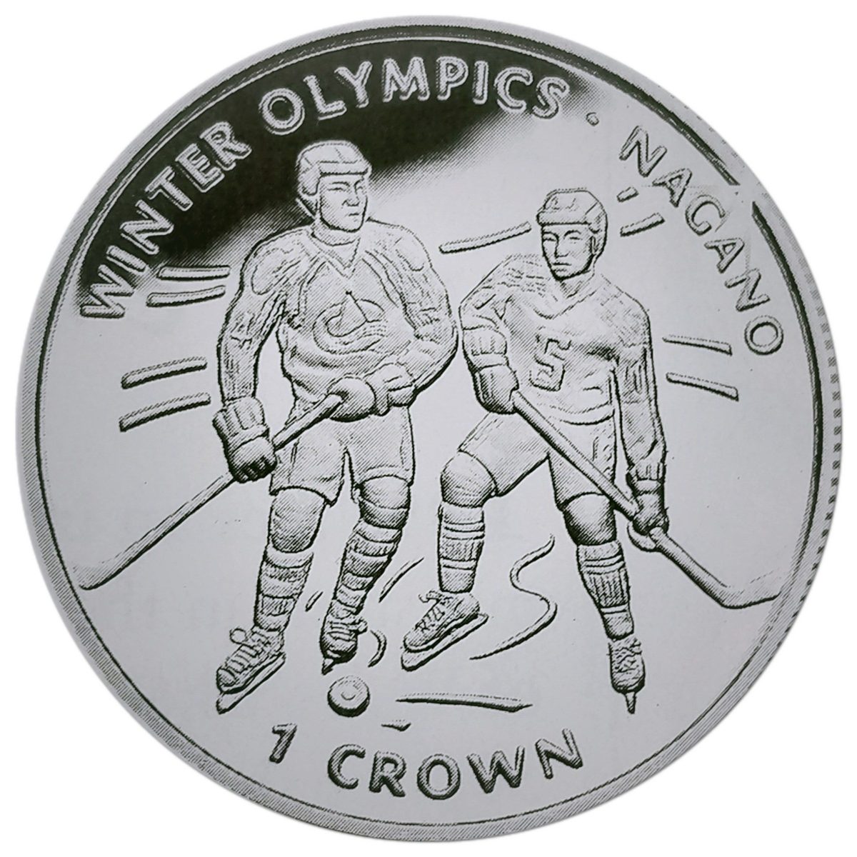 Isle of Man 1 Crown - Elizabeth II Ice Hockey; Silver Proof reverse