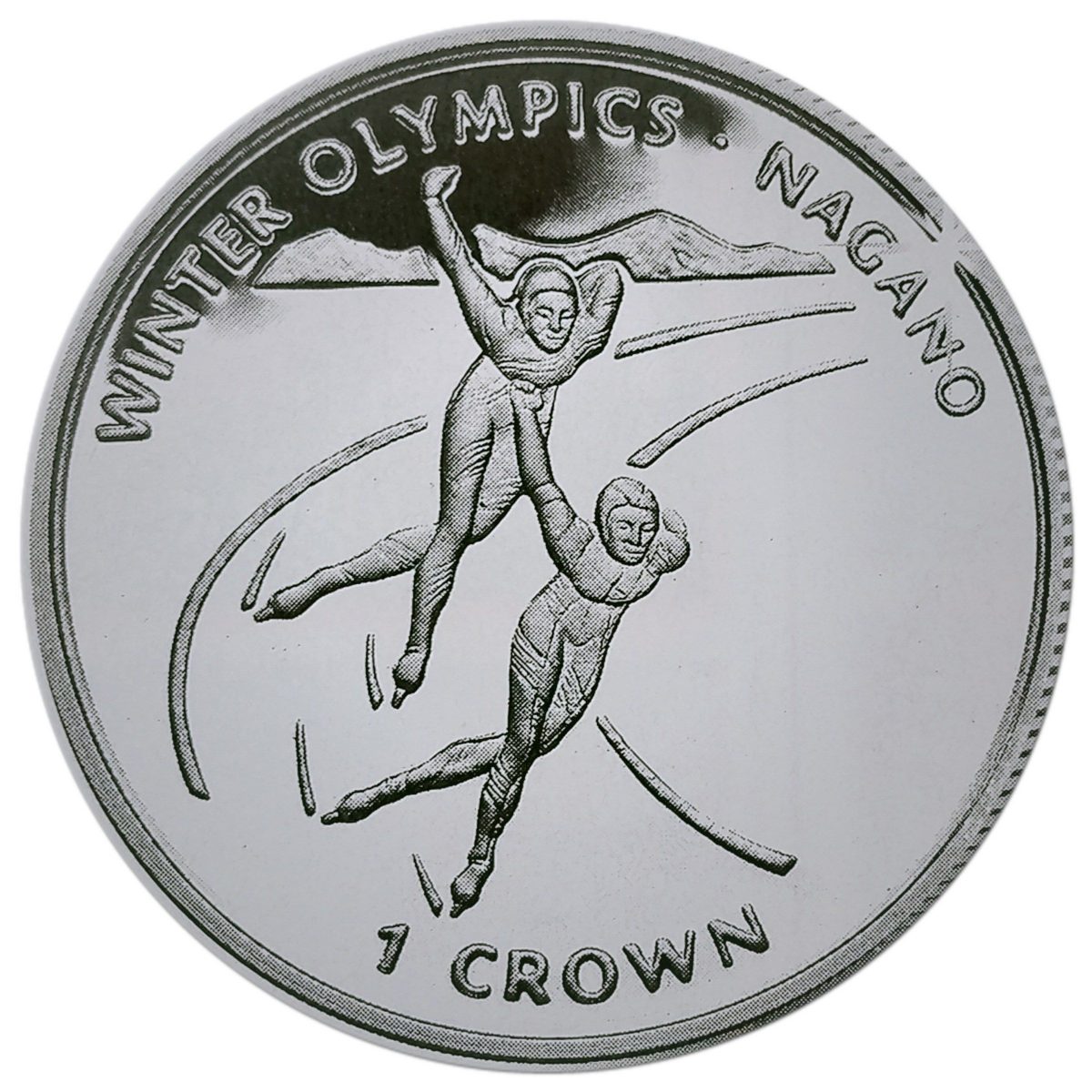 Isle of Man 1 Crown - Elizabeth II Speed Skaters; Silver Proof reverse