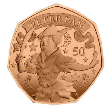 Isle of Man 50 Pence - Charles III Peter Pan; Gold Proof reverse