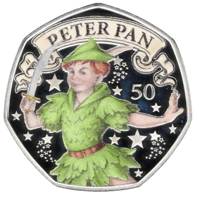 Isle of Man 50 Pence - Charles III Peter Pan; Silver Proof reverse