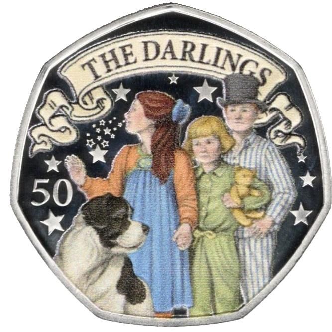 Isle of Man 50 Pence - Charles III Peter Pan - The Darlings; Silver Proof reverse