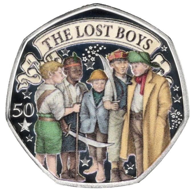 Isle of Man 50 Pence - Charles III Peter Pan - The Lost Boys; Silver Proof reverse