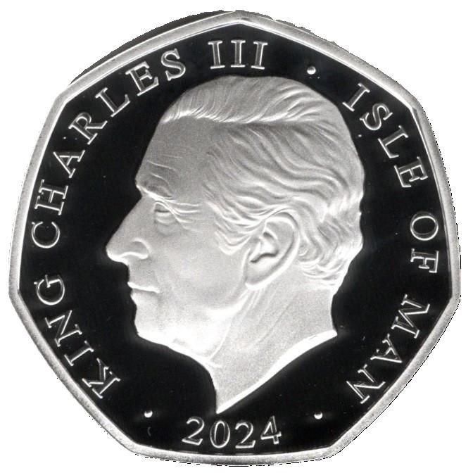 Isle of Man 50 Pence - Charles III Peter Pan - Smee and the Pirates; Silver Proof obverse
