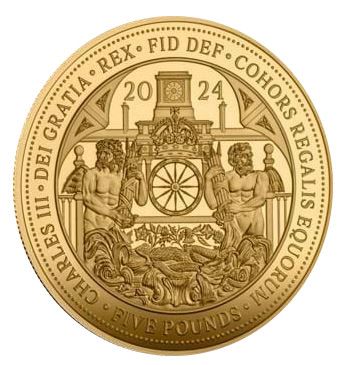 Guernsey 5 Pounds - Charles III The Royal Mews; Gold Proof
