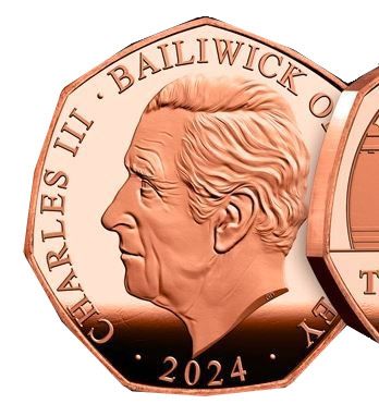 Guernsey 50 Pounds - Charles III Royal Mews - Windsor Grey Horse; Gold Proof obverse