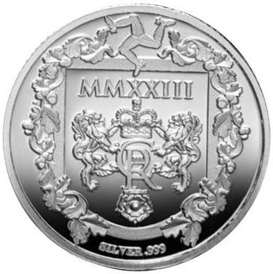 Isle of Man 1 Sovereign - Charles III Coronation; Silver Piedfort reverse