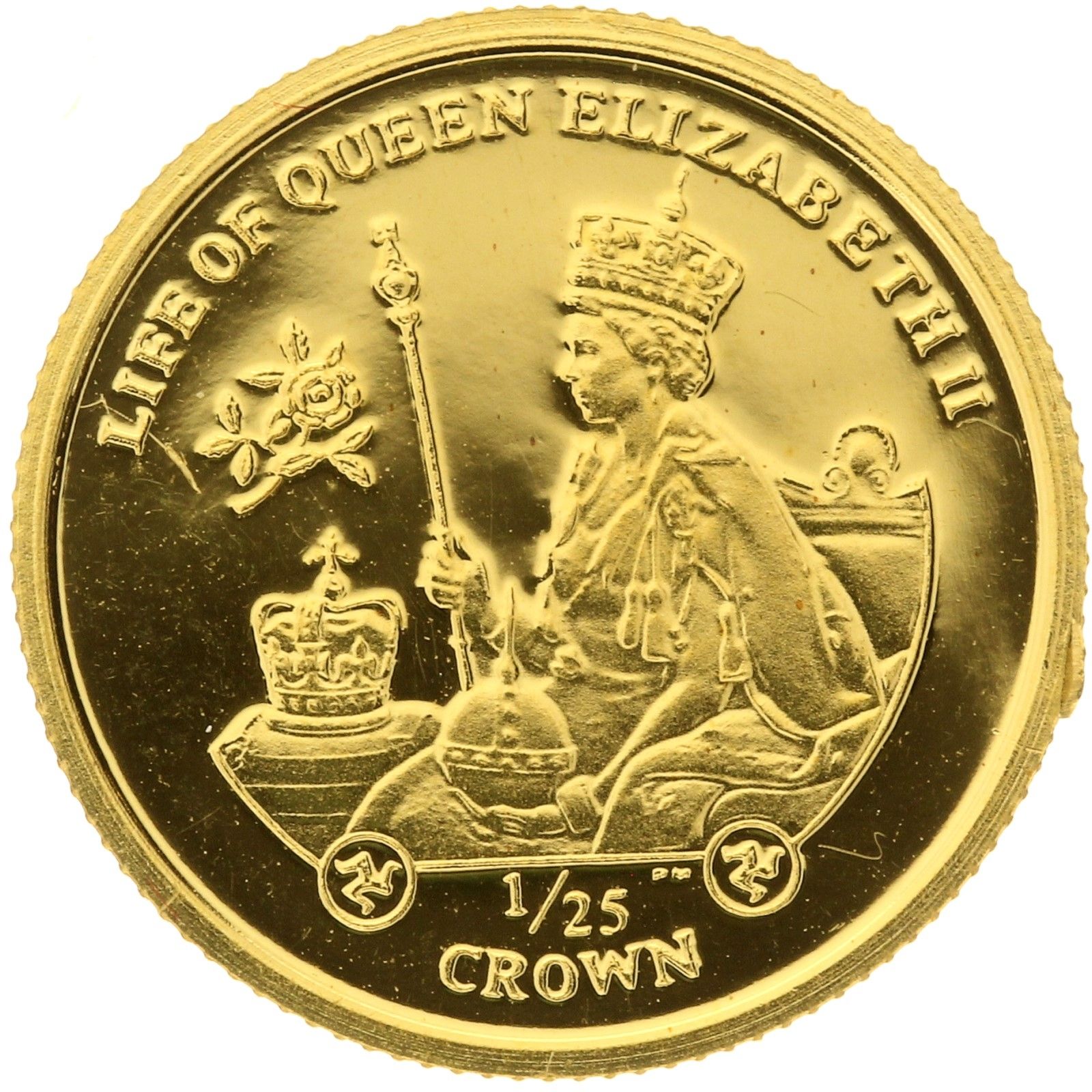Isle of Man 1/25 Crown - Elizabeth II Elizabeth II in Coronation Regalia