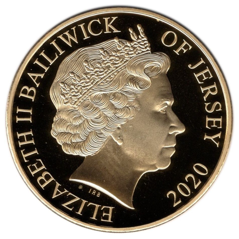 Jersey 5 Pounds - Elizabeth II We Will Remember Them; Gold Plated obverse