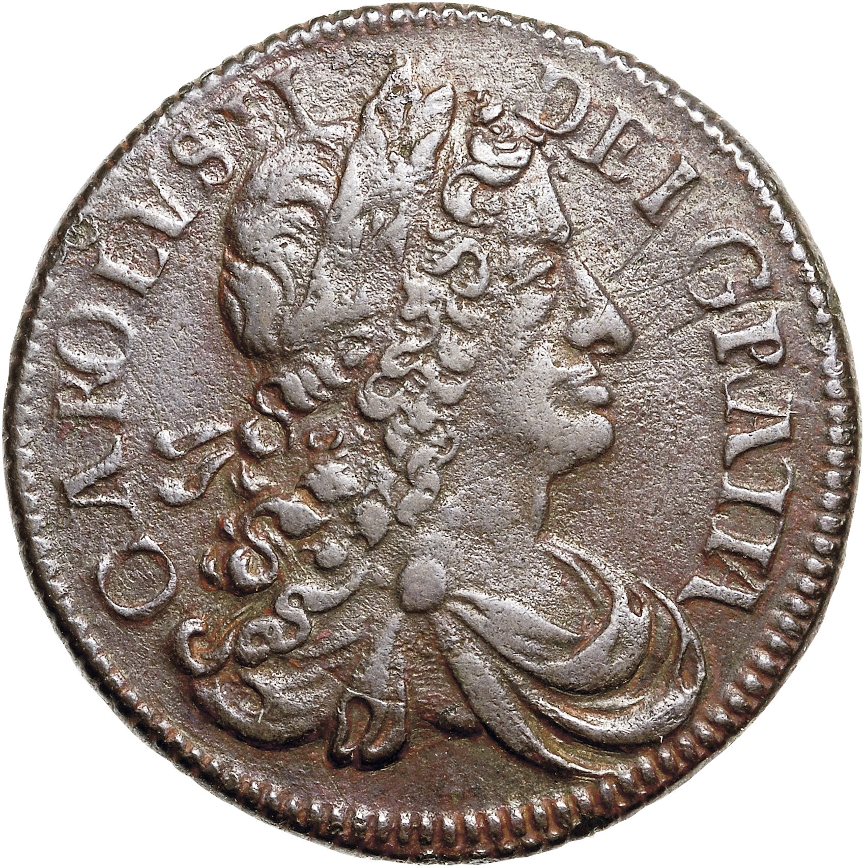 Ireland ½ Penny - Charles II large letters obverse