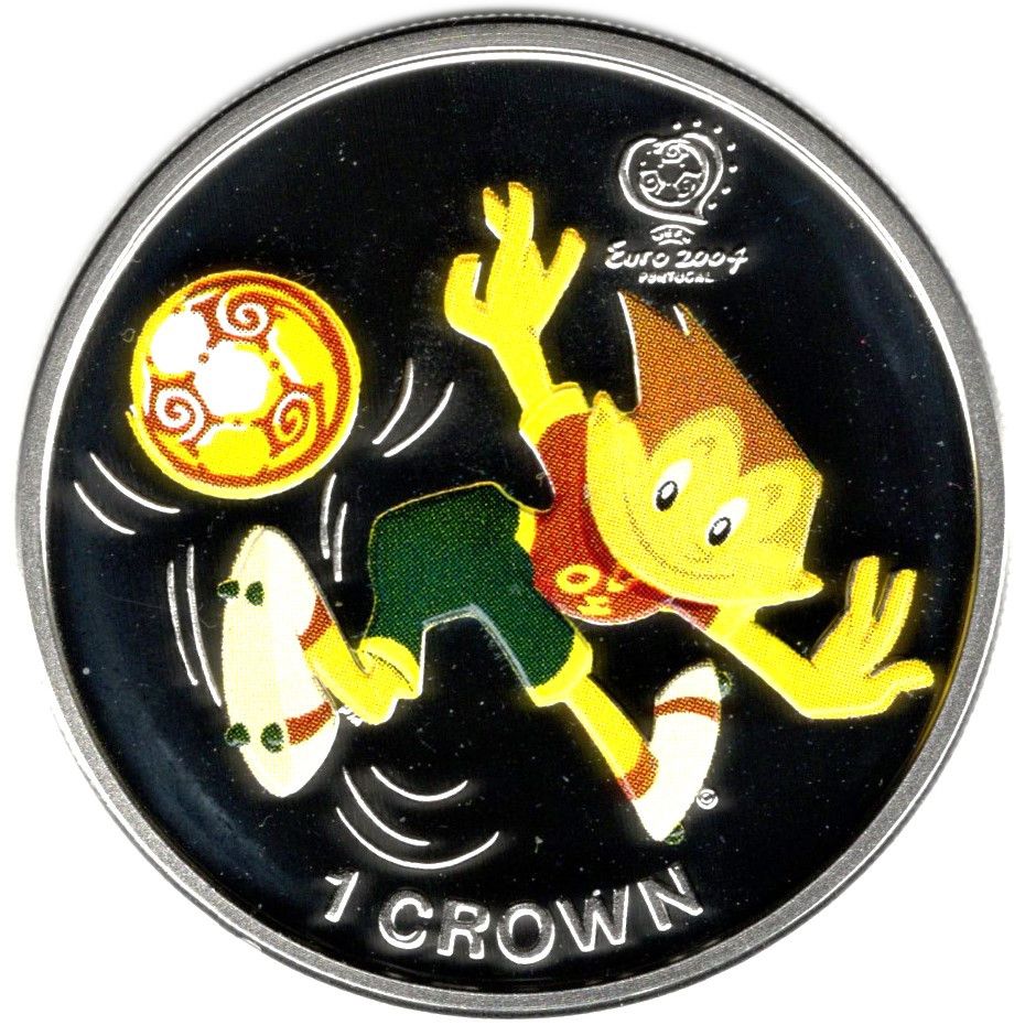 Isle of Man 1 Crown - Elizabeth II Euro 2004 Portugal - Mascot; Silver Proof