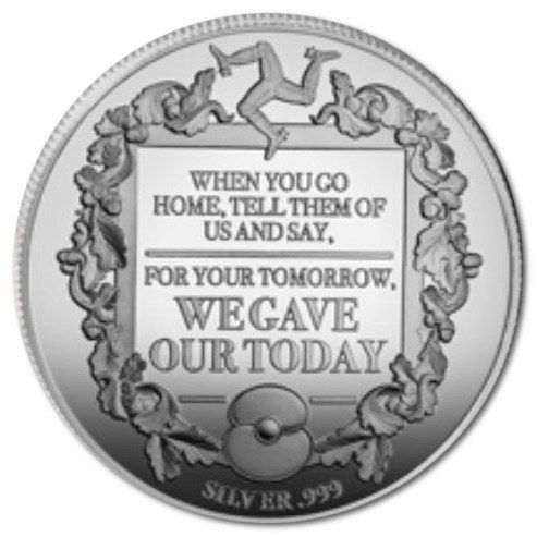 Isle of Man 1 Sovereign - Charles III RBL Remembrance Poppy; Silver