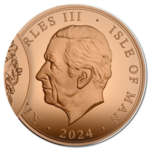 Isle of Man 1 Sovereign - Charles III RBL Remembrance Poppy; Gold obverse
