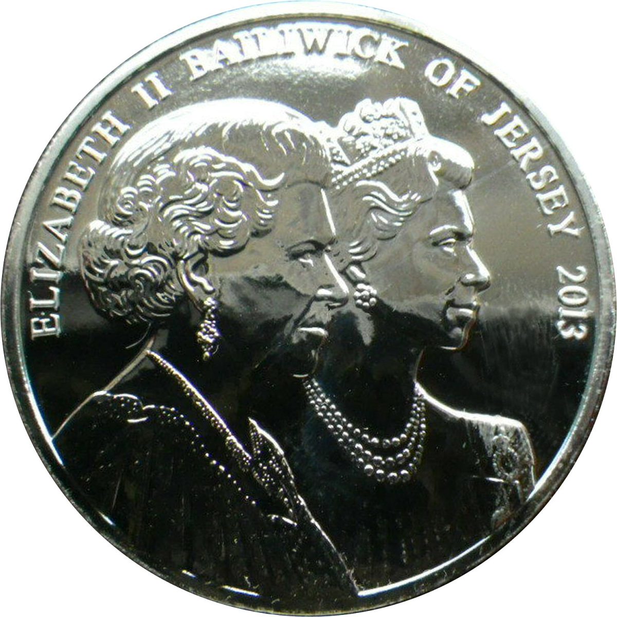 Jersey 5 Pounds - Elizabeth II Coronation Jubilee; with gold ink obverse