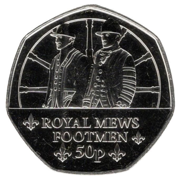 Guernsey 50 Pence - Charles III Royal Mews - Yeoman of the Guard reverse
