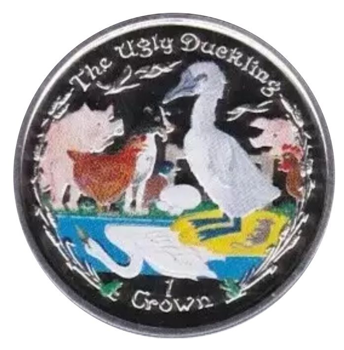 Isle of Man 1 Crown - Elizabeth II The Ugly Duckling; Silver Proof coloured reverse
