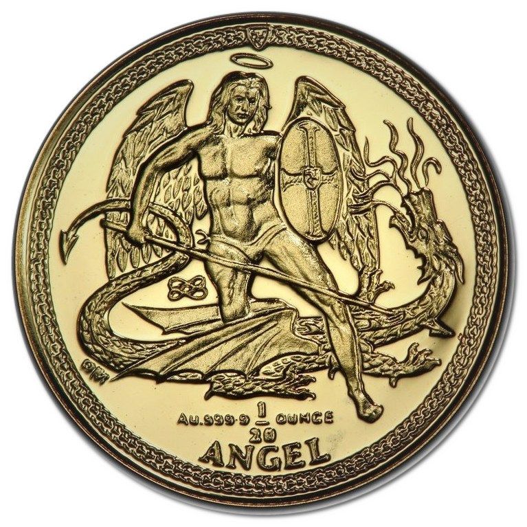 Isle of Man 1/20 Angel - Elizabeth II Archangel Michael facing right - redesigned