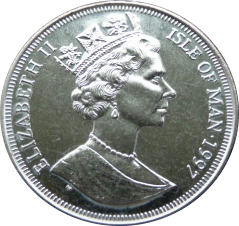 Isle of Man 1 Crown - Elizabeth II Leiv Eriksson obverse