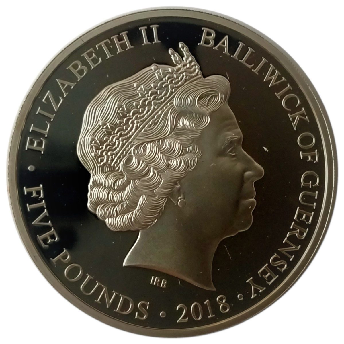 Guernsey 5 Pounds - Elizabeth II Royal Wedding - Henry and Meghan; Silver Proof obverse