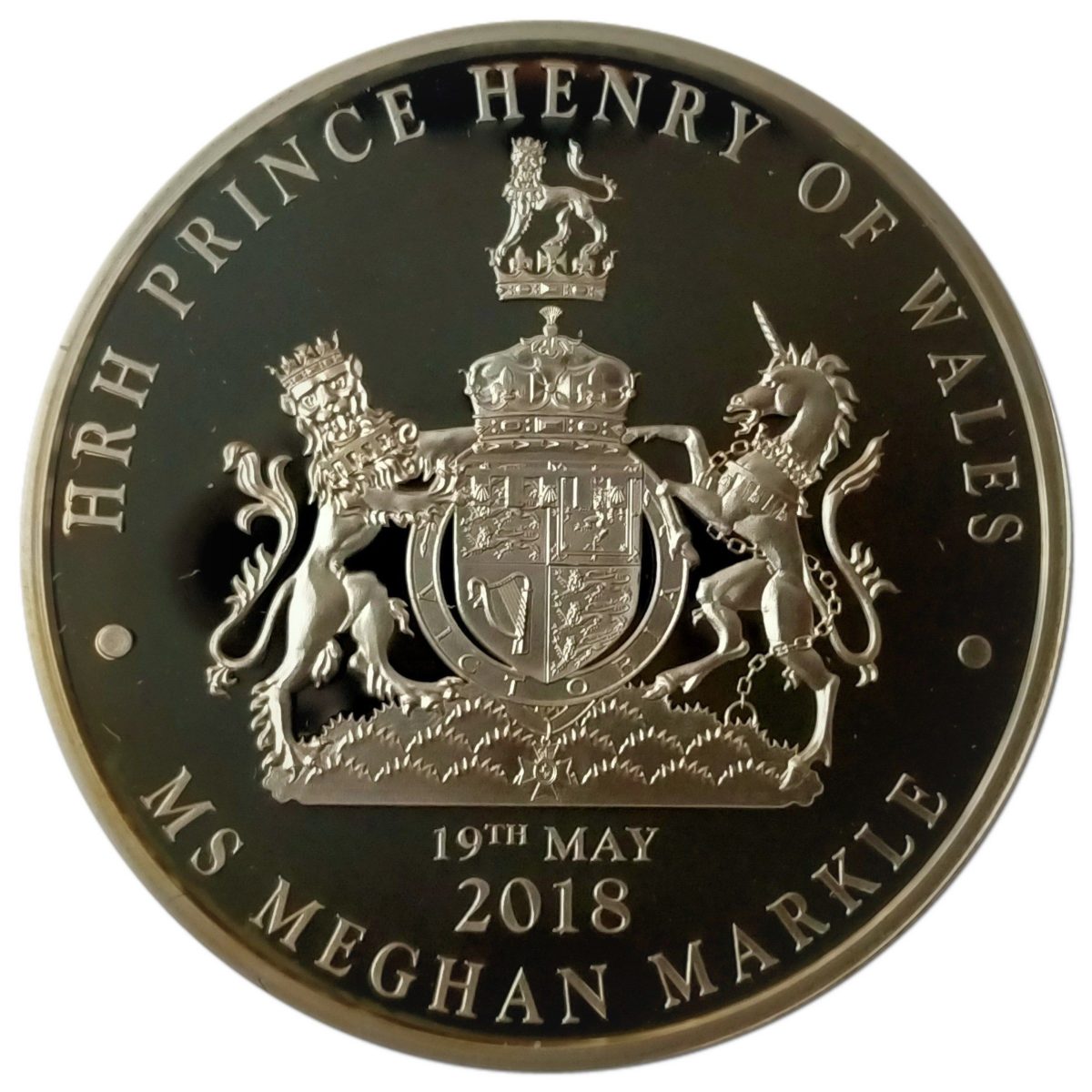 Guernsey 5 Pounds - Elizabeth II Royal Wedding - Henry and Meghan; Silver Proof reverse