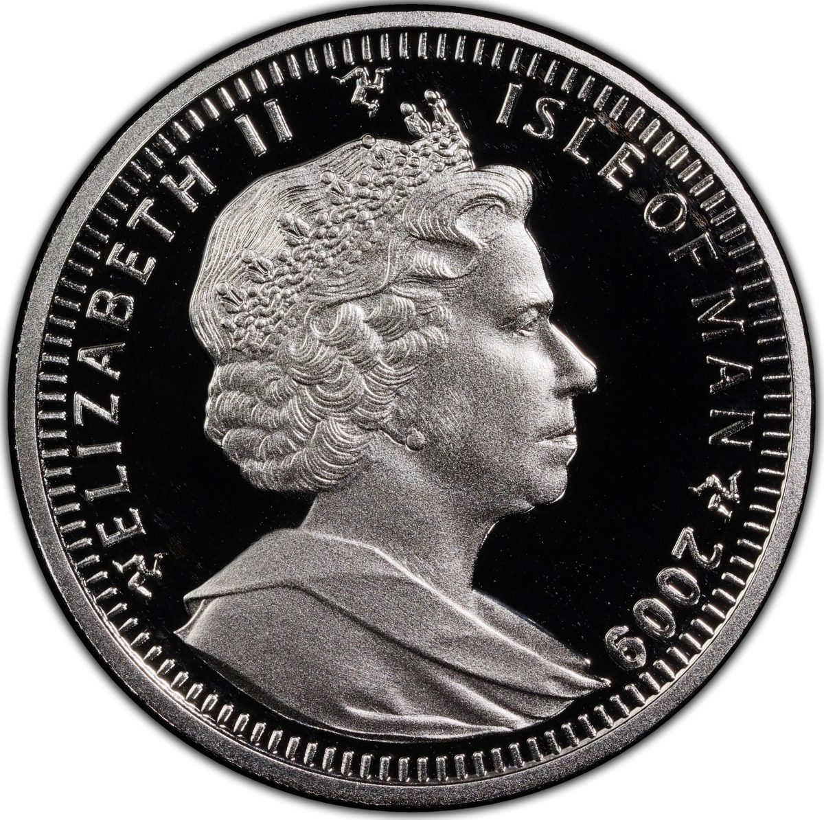 Isle of Man 1 Angel - Elizabeth II Archangel Michael; 25th Anniversary of Gold Angel; Platinum obverse