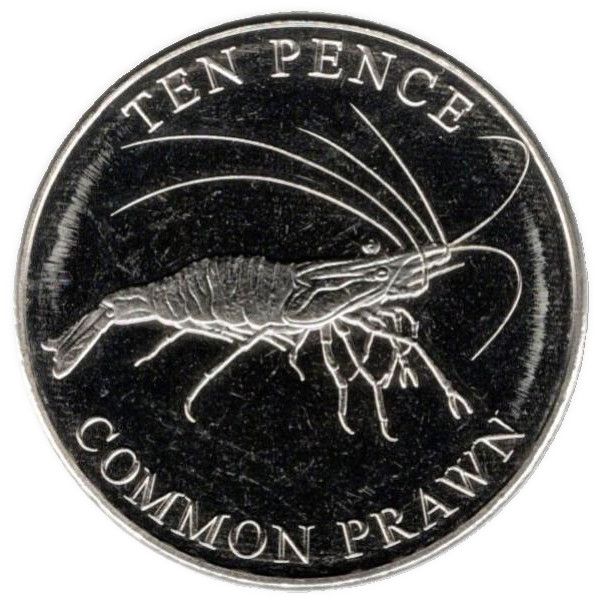 Guernsey 10 Pence - Charles III Common Prawn reverse
