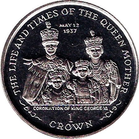 Isle of Man 1 Crown - Elizabeth II Queen Mother - Coronation of King George VI reverse