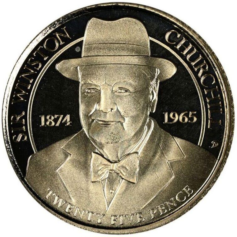 Alderney 25 Pence - Charles III Winston Churchill reverse