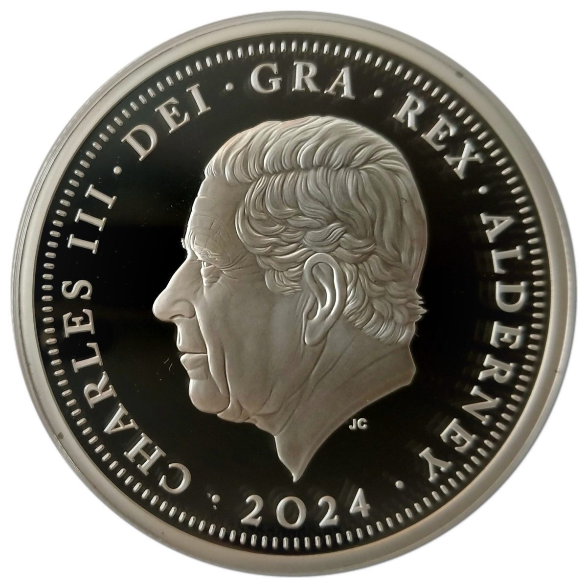 Alderney 5 Pounds - Charles III Winston Churchill; Silver plated obverse