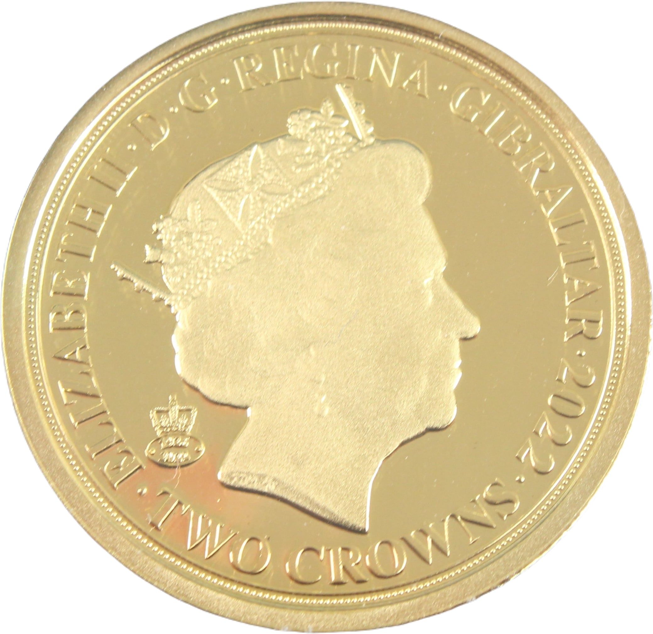 Gibraltar 2 Crowns In the name of Elizabeth II; Platinum Jubilee obverse