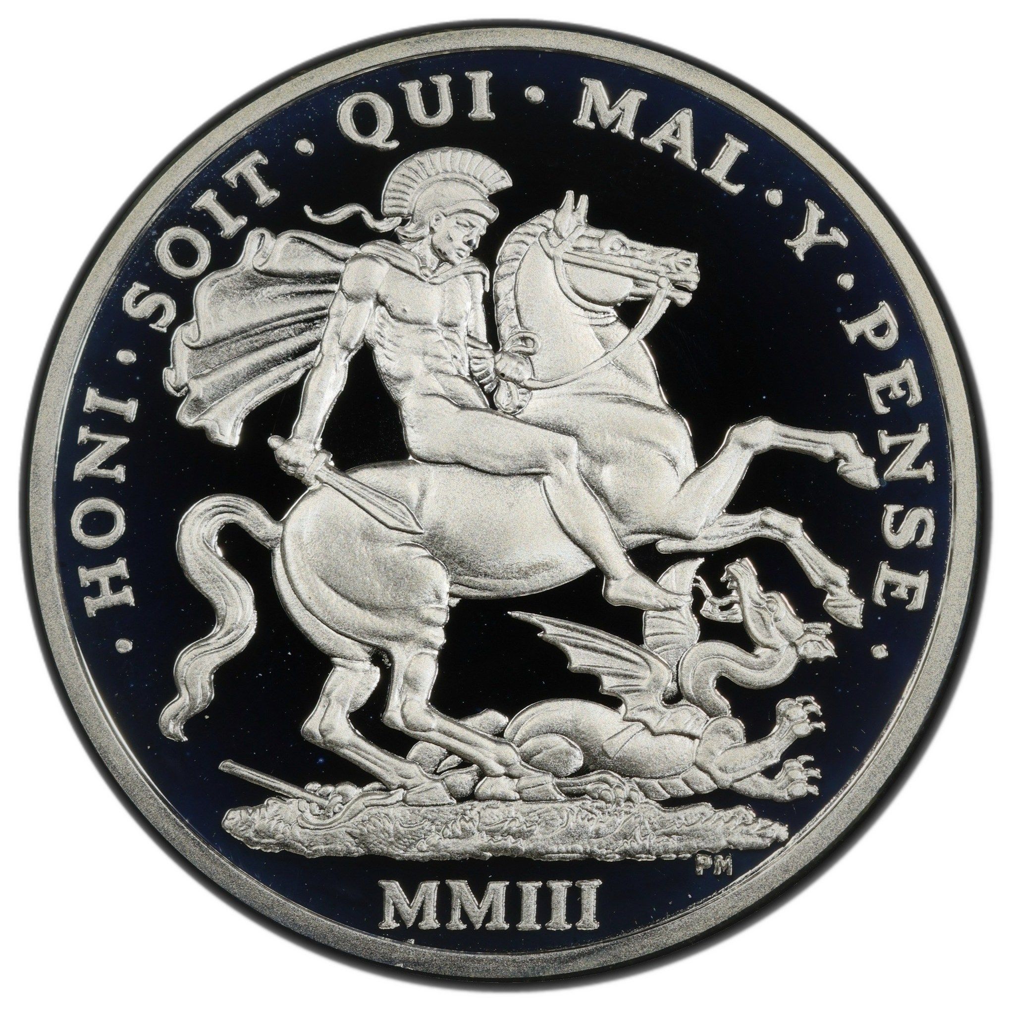 Gibraltar 1 Crown - Elizabeth II St. George and Dragon; Silver Proof reverse