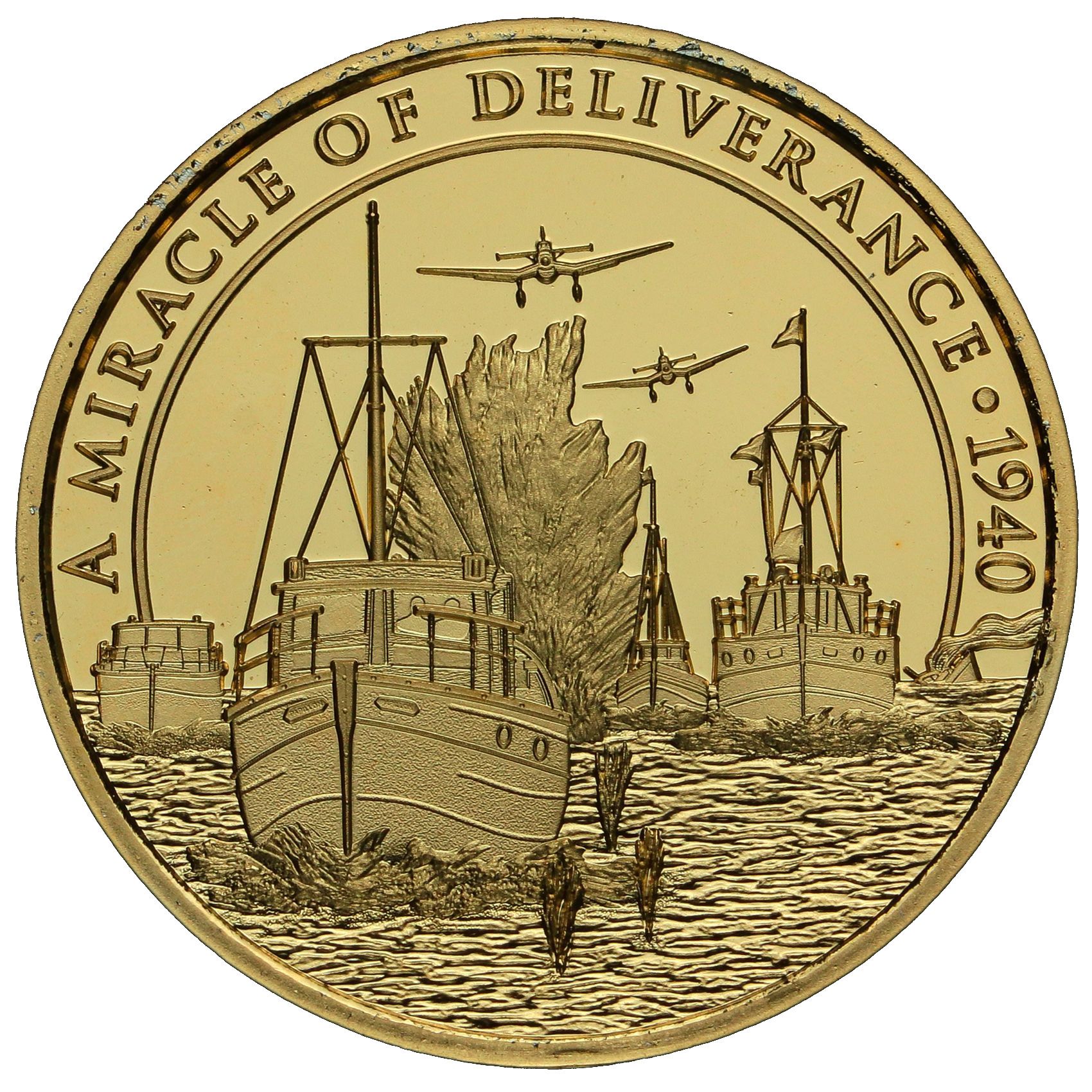 Gibraltar ½ Crown - Elizabeth II The little ships of Dunkirk; Gold plated reverse