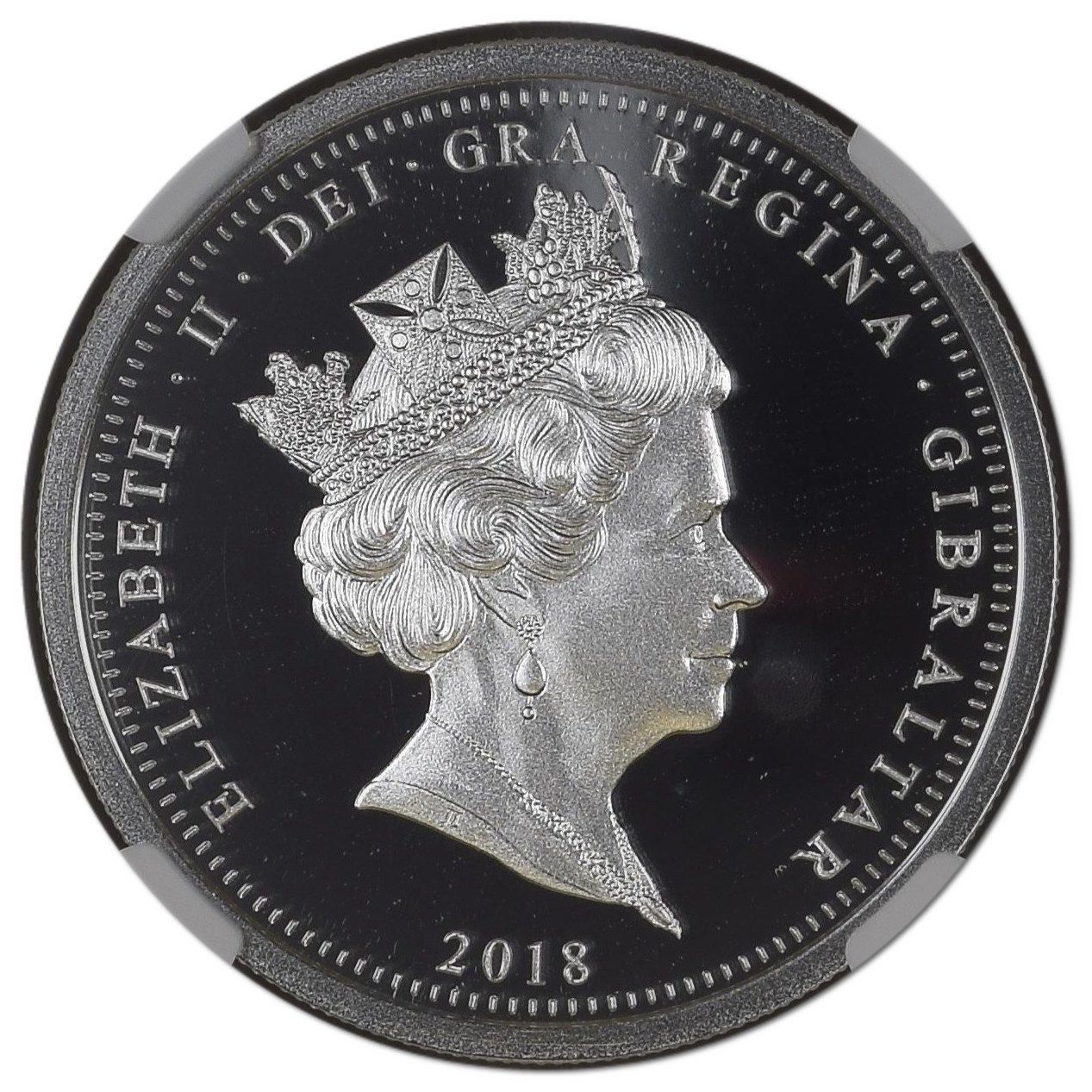 Gibraltar 1 Crown - Elizabeth II Coronation Jubilee obverse