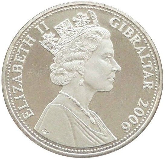 Gibraltar 10 Pounds - Elizabeth II 80 Glorious Years; Silver obverse