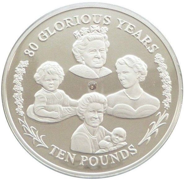 Gibraltar 10 Pounds - Elizabeth II 80 Glorious Years; Silver