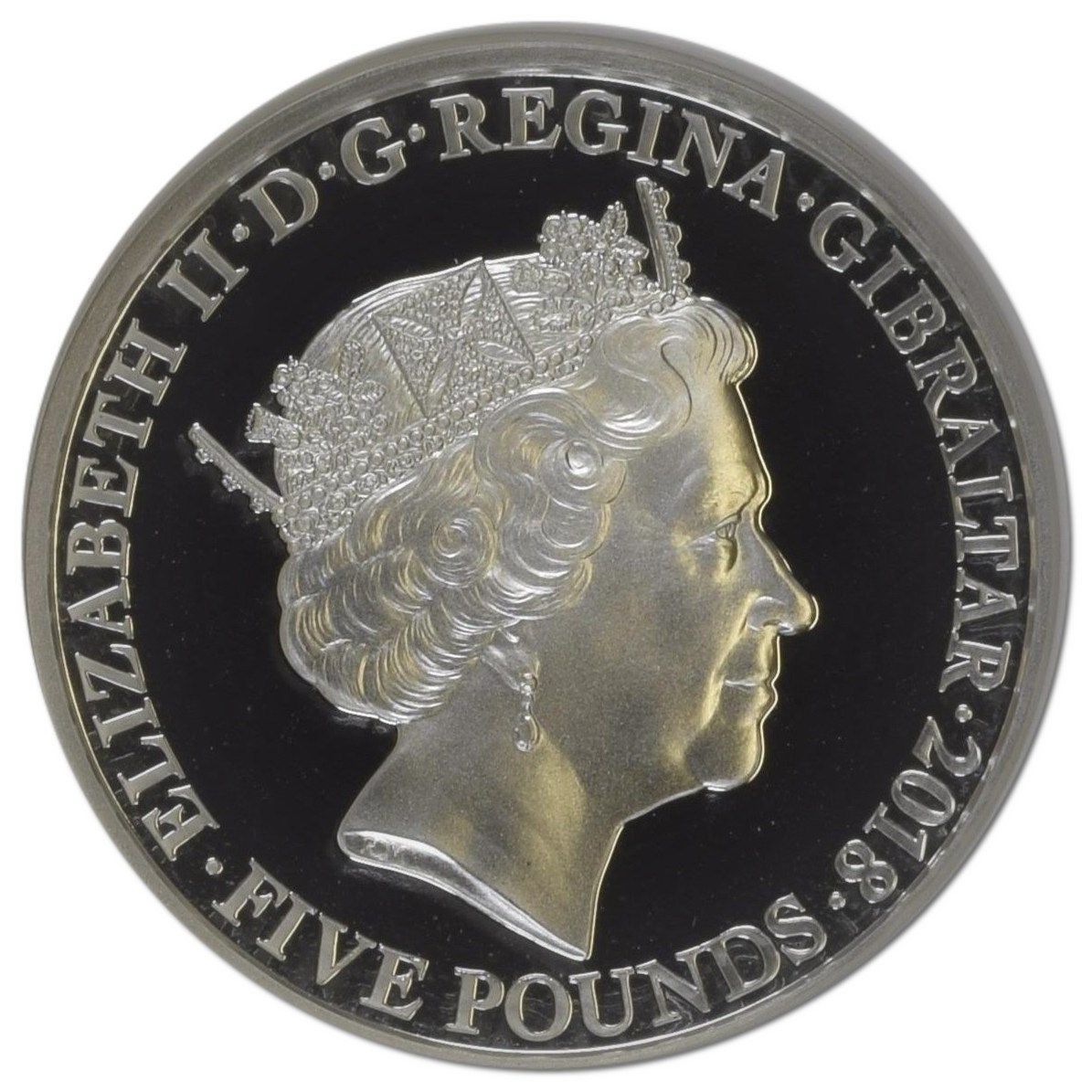 Gibraltar 5 Pounds - Elizabeth II The Legend of Saint George - The Selection; Silver Piedfort obverse