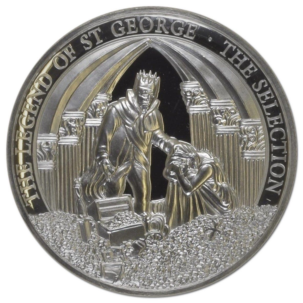 Gibraltar 5 Pounds - Elizabeth II The Legend of Saint George - The Selection; Silver Piedfort