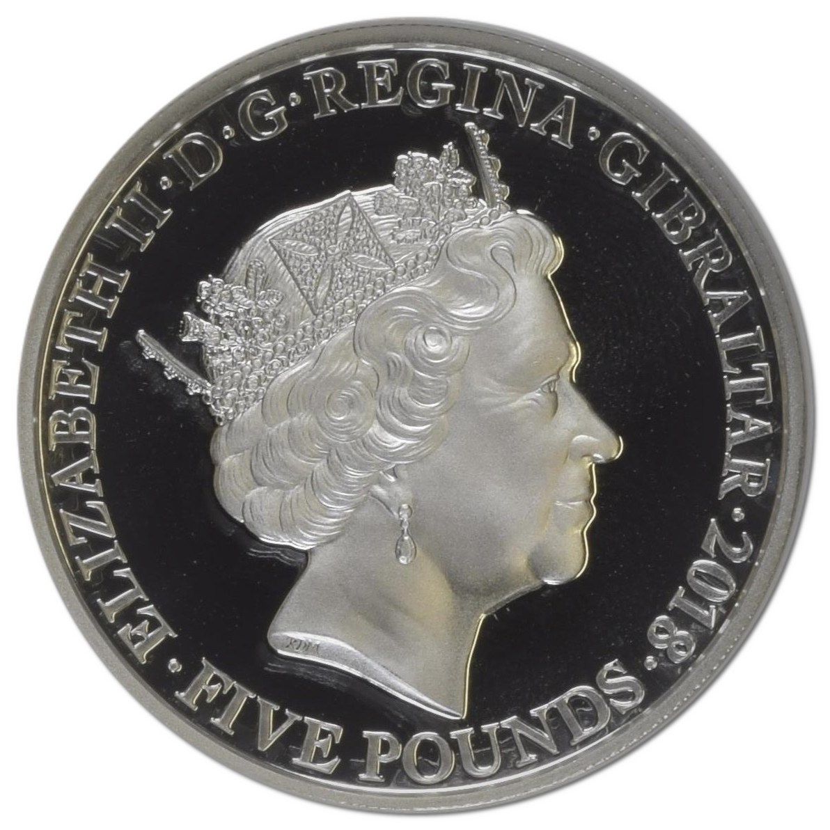 Gibraltar 5 Pounds - Elizabeth II The Legend of Saint George - The Princess Awaits Her Fate; Silver Piedfort obverse