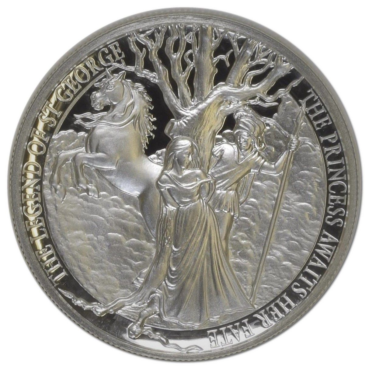 Gibraltar 5 Pounds - Elizabeth II The Legend of Saint George - The Princess Awaits Her Fate; Silver Piedfort