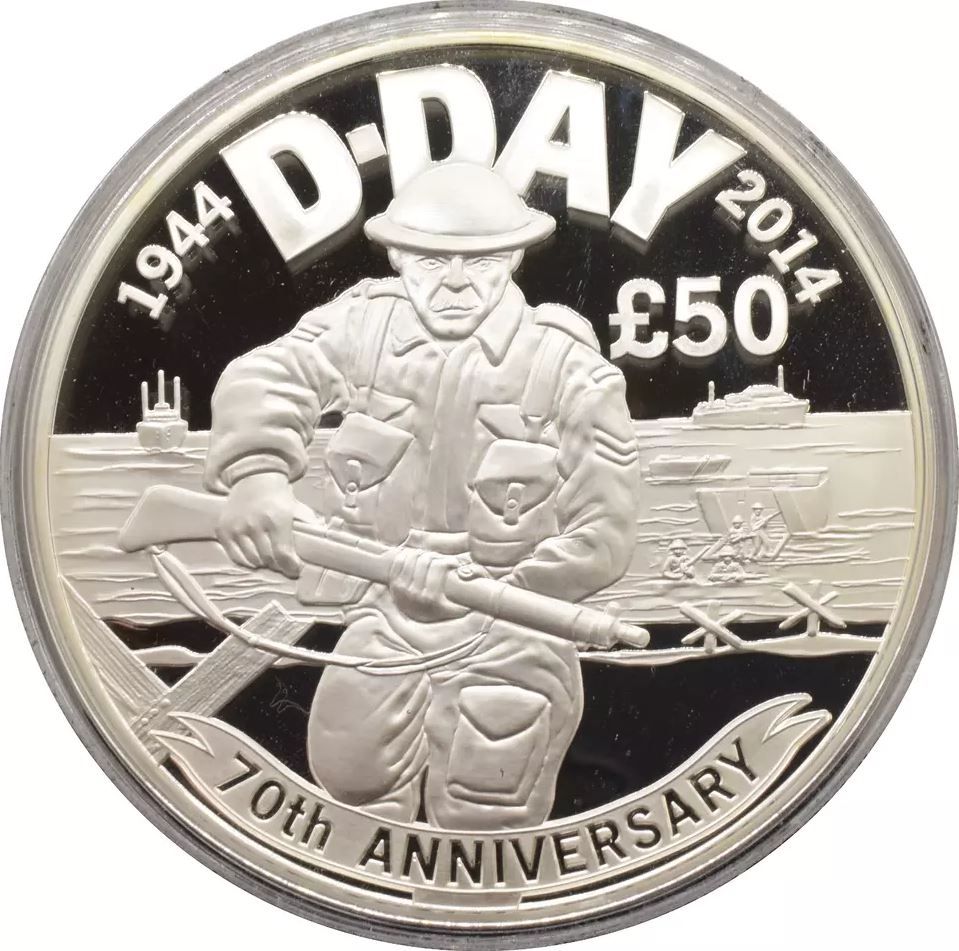 Jersey 50 Pounds - Elizabeth II D-Day; Silver Proof