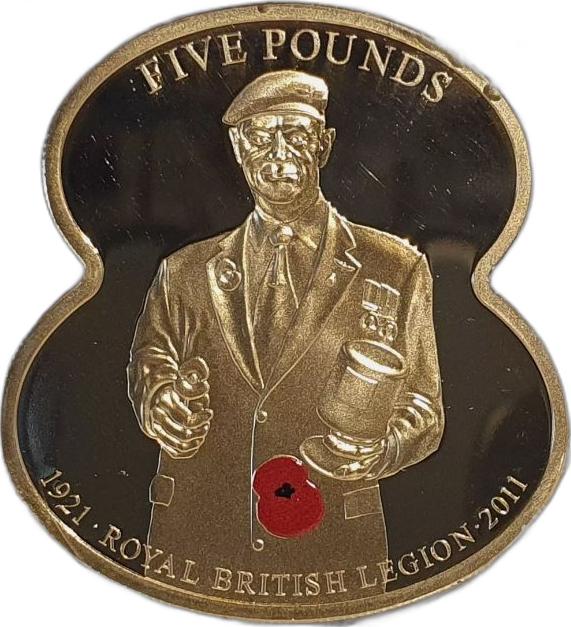 Jersey 5 Pounds - Elizabeth II 90 Years of The Royal British Legion - Poppy Day Collection