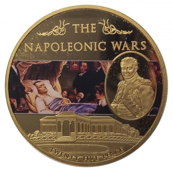 Saint Helena 25 Pence - Elizabeth II Napoleon on His Death Bed - Gold Plated reverse