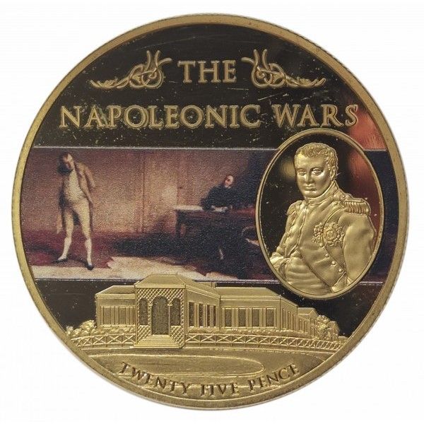 Saint Helena 25 Pence - Elizabeth II Napoleon Dictates Memories - gold plated reverse