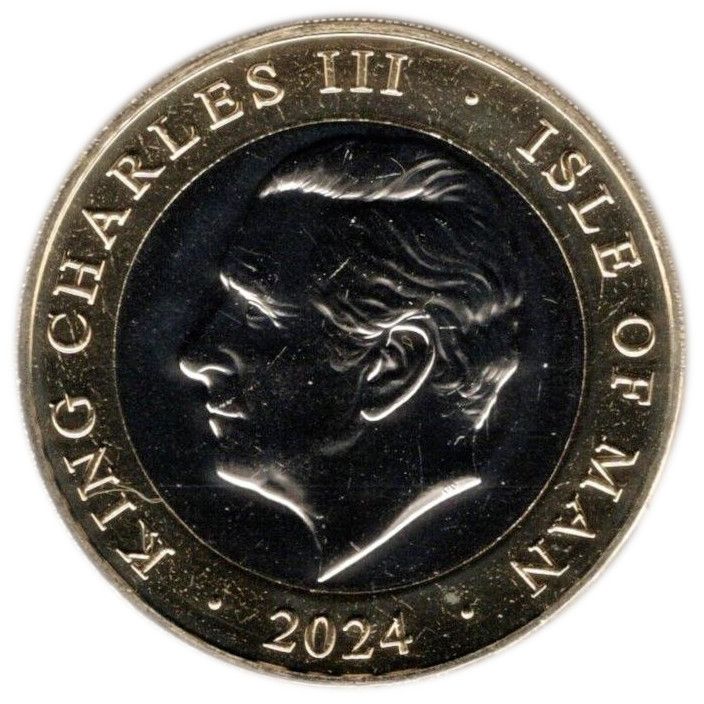 Isle of Man 2 Pounds - Charles III Carrickfergus Castle obverse