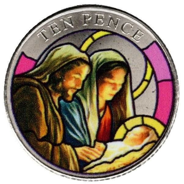 Jersey 10 Pence - Charles III Christmas Nativity - Holy Family