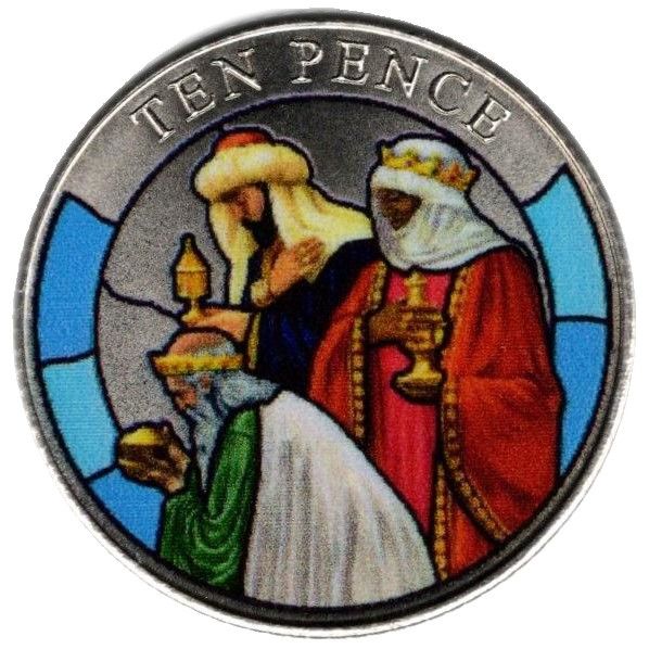 Jersey 10 Pence - Charles III Christmas Nativity - Three Wise Men reverse