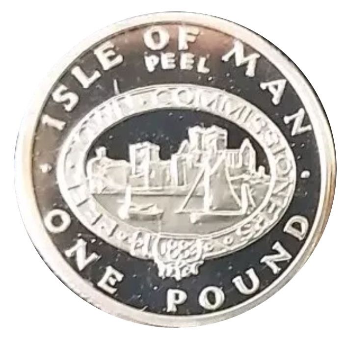 Isle of Man 1 Pound - Elizabeth II Peel; Silver Piedfort